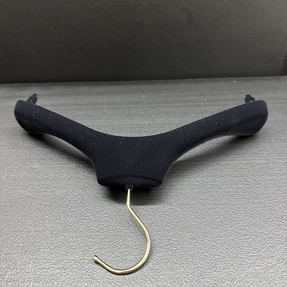 BROKEN Chanel Black Velvet Plastic Hanger Gold Logo Authentic,